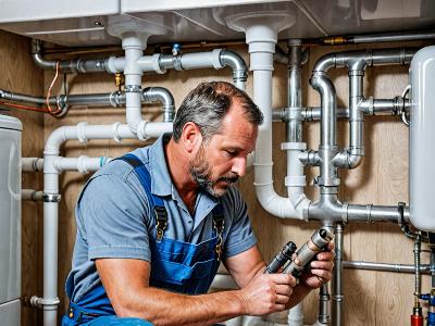 Plumbing repair work in mobile home